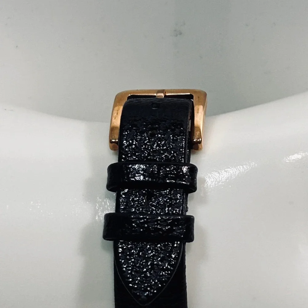 Kate Spade Morningside Rose Gold Black‎ Scallop Dial Leather Watch no battery